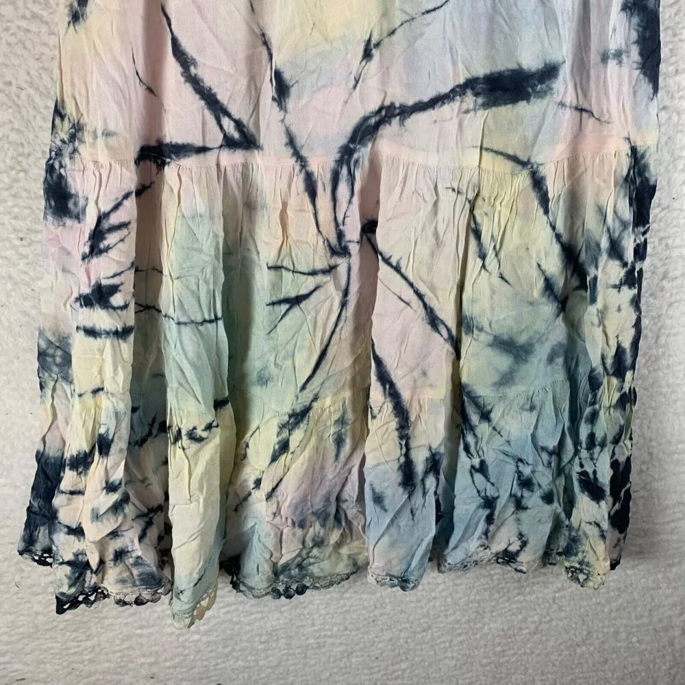 Raviya Women's Tie-Dye Print V-Neck Swim Cover-Up Short Dress Multi Size M NWT‎
